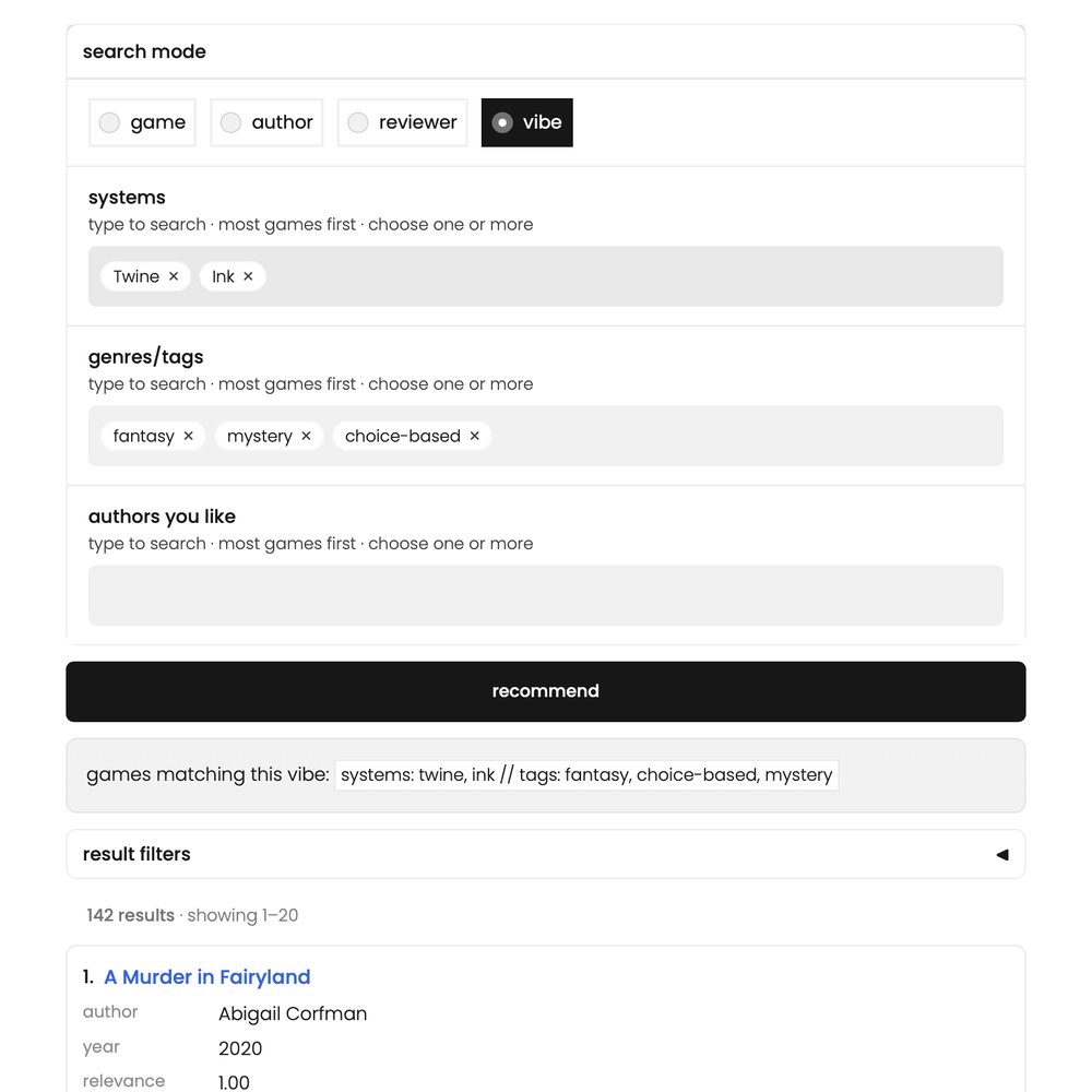 IF Recommender vibe search